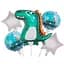 Фольгированный шарик JS Balloon фигура "Dino party" 5 шт наполнение воздухом или гелием для тематических вечеринок Разноцветный - миниатюра 1