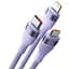 Кабель Baseus Flash Series Ⅱ 3-in-1 Cable USB to MicroUSB+Lightning+Type-C 66W 1.2m CASS040005 Purple - миниатюра 2