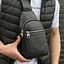 Чоловіча сумка-бананка через плече 18х32х7 з натуральної шкіри TIDING BAG 3280 чорна 18 см - мініатюра 2
