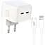 Сетевое зарядное устройство XO QC 3.0 L102 35W/2 USB-C + Lightning NB113 White - миниатюра 1
