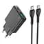 Адаптер сетевой HOCO Type-C to Type-C Delgado Dual Port Charger N38 |1USB/1Type-C, 20W/3A, PD/QC| - миниатюра 1