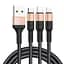 Кабель Hoco X26 Pisces Cable USB to microUSB / Lightning / TypeC 2A 1m Black - Gold - миниатюра 1