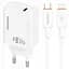 МЗП Amaya E76D PD30W (1USB-C) + кабель Type-C to Type-C White - мініатюра 1