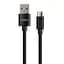 Дата кабель USB 2.0 AM to Micro 5P 1m nylon black Vinga (VCPDCMNB1BK) - мініатюра 2