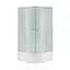 Душова кабіна Latwa SC80x80.SAT.HIGH.FR полукругла, скло Frost 4 мм + Душовий піддон Kapielka ST80x80x41, з панеллю Lidz, Універсальна, матовий - мініатюра 1