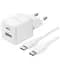 Быстрый зарядный кабель Baseus Palm Fast Charger C+U 30 W + Cable Type-C to Type-C P1011160A213-01 Белый - миниатюра 1