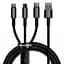 Кабель Baseus Tungsten Gold Cable USB to Type-C/Lightning/MicroUSB 3.5A 1.5m CAMLTWJ-01 Black - миниатюра 1