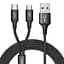 Кабель Baseus Rapid 2 in 1 Cable USB to MicroUSB/Type-C 3A 1.2m CAMT-ASU01 Black - мініатюра 1