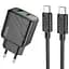 Мережевий зарядний пристрій Hoco CS23A Sunlight dual-port PD30W+QC3.0+cable (Type-C to Type-C) чорний - мініатюра 1