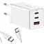 Мережевий зарядний пристрій Baseus GaN5 Pro Fast Charger 2C + U 65W White Type-C to Type-C (CCGP120202) - мініатюра 2