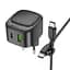 МЗП Borofone BAS22A Fortune PD20W+QC3.0 (1USB-A/1C) + кабель Type-C to Type-C Black - мініатюра 1