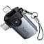 Перехідник Hoco UA46D OTG 2in1 Lightning male/Type-C male to USB female Metal gray - мініатюра 1