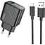 Комплект зарядного пристрою Hoco CS21A Single port 1USB 18W 5V/3A 9V/2A Quick Charge 3.0 USB/ Micro-USB 1м Black - мініатюра 1