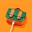 Шкіряний футляр Briefcase для навушників AirPods Pro 2 / Pro Green / Orange - мініатюра 4