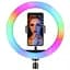 Кільцева LED RGB лампа 33 см 25 W з тримачем для телефона селфі кільце для блогера СО ШТАТИВОМ - мініатюра 3