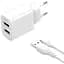Сетевое зарядное устройство XO L109 2.4A/2USB + microUSB White - миниатюра 1