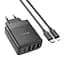 Зарядное устройство 4 порта 45W Hoco C127a набор с кабелем Type-C to Lightning - миниатюра 1