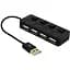 Розгалужувач USB 2.0 4 порти, Black, 480Mbts живлення від USB з перемикачами LED - мініатюра 1