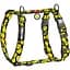Шлейка для собак Waudog Nylon анатомическая H-образная с QR-паспортом, рисунок "Смайлики на черном", пластиковый фастекс, S - миниатюра 1