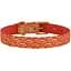 Ошейник для собак BronzeDog Barksi Classic Море кожаный одинарный с золотым тиснением 33-43х2 см красный - миниатюра 2