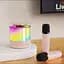 Портативна колонка K19 Bluetooth з LED-підсвіткою і 2 мікрофонами, караоке Рожева - мініатюра 4
