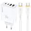 СЗУ Amaya E101F PD65W+QC3.0 GaN (2USB-A/2C) + кабель Type-C to Type-C White - миниатюра 1