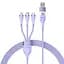 Кабель Baseus Flash Series Ⅱ 3-in-2 Cable USB+Type-C to MicroUSB+Lightning+Type-C 100W 1.2m CASS030105 Purple - миниатюра 1