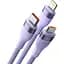 Кабель Baseus Flash Series Ⅱ 3-in-2 Cable USB+Type-C to MicroUSB+Lightning+Type-C 100W 1.2m CASS030105 Purple - миниатюра 2