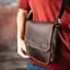 Сумка чоловіча шкіряна Handycover S417 коричнева матова з клапаном - мініатюра 7