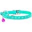 Ошейник для кошек Waudog Glamour кожаный с эластичной вставкой и стразами 22-30х0.9 см ментоловый - миниатюра 1