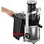 Соковитискач Tefal Nutri XXL відцентрований 1000 Вт чаша 0.8 л жмих 2.2 л жолоб на ціле яблуко пластик/метал чорно-сірий (ZE660D10) - мініатюра 5