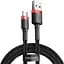 Кабель Baseus Cafule Cable USB для Type-C 3 A 1 м Red/Black (CATKLF-B91) - миниатюра 1
