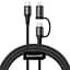 Кабель Baseus Twins Cable Type-C to Type-C 60W (20V/3A)+iP(5V/2A) 1m CATLYW-01 Black - мініатюра 1