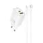 СЗУ Hoco N63 Gentle PD30W+QC3.0 (1USB-A/1C) + кабель Type-C to Lightning White - миниатюра 1