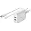 Зарядний пристрій Belkin мережевий Boost Up Charge Dual USB-A Wall Charger 24W + Lightning White (WCD001VF1MWH) - мініатюра 1