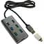 USB-Хаб Maiwo USB 3.0 Type-A / Type-C to 7х USB3.0-порта, кабель 100 см, метал, без БП, серебристий (KH700) - мініатюра 1
