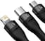 Кабель Baseus Flash Series Ⅱ One-for-three Fast Charging Data Cable USB to Lightning+Type-C+MicroUSB 100W 1.2m CASS030001 Black - мініатюра 3