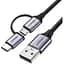 Дата кабель USB 2.0 AM to USB-C + Micro 5P 1.0m 3A US177 black Ugreen (30875) - мініатюра 1