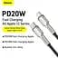 Кабель Baseus Type-C to Lightning Cafule Series Metal Data Cable 0.25 м 20W PD (CATLJK-01) - мініатюра 2