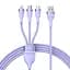 Кабель Baseus Flash Series Ⅱ 3-in-1 Cable USB to MicroUSB+Lightning+Type-C 66W 1.2m CASS040005 Purple - миниатюра 1
