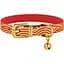 Ошейник для кошек BronzeDog Barksi Classic Волна кожаный одинарный с золотым тиснением 2XS 18-25х1 см красный - миниатюра 1