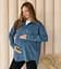 Женская рубашка для беременных стиля oversize из микровельвета Varna размер 2XL-3XL Lullababe джинсовая - миниатюра 1