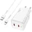 Адаптер мережевий HOCO Type-c to Lightning Cable Astral N23 2Type-C 45W біле - мініатюра 4