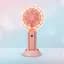 Портативний мінівентилятор Mini Portable Fan 3 Вт із підсвіткою і підставкою для телефона, рожевий, настільний вентилятор - мініатюра 4