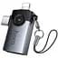 Перехідник Hoco UA46D OTG 2in1 Lightning male/Type-C male to USB female Metal gray - мініатюра 4