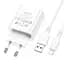 Адаптер мережевий BOROFONE Lightning Cable Aspirer single port charger set BA74A 1USB білий - мініатюра 1