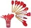 Кухонний набір Silikone Kitchen Set червоний з силікону з бамбуковою ручкою з 12 предметів - мініатюра 1