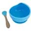 Силиконовая тарелка на присоске Mega Zayka с деревянной ложкой MGZ-0103 (Blue) - миниатюра 1