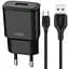 Сетевое зарядное устройство XO L92D QC3.0 18W 1USB + MicroUSB Cable Black - миниатюра 1