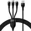 Кабель Baseus Flash Series Ⅱ 3-in-1 Cable USB to MicroUSB+Lightning+Type-C 66W 1.2m CASS040001 Black - миниатюра 1